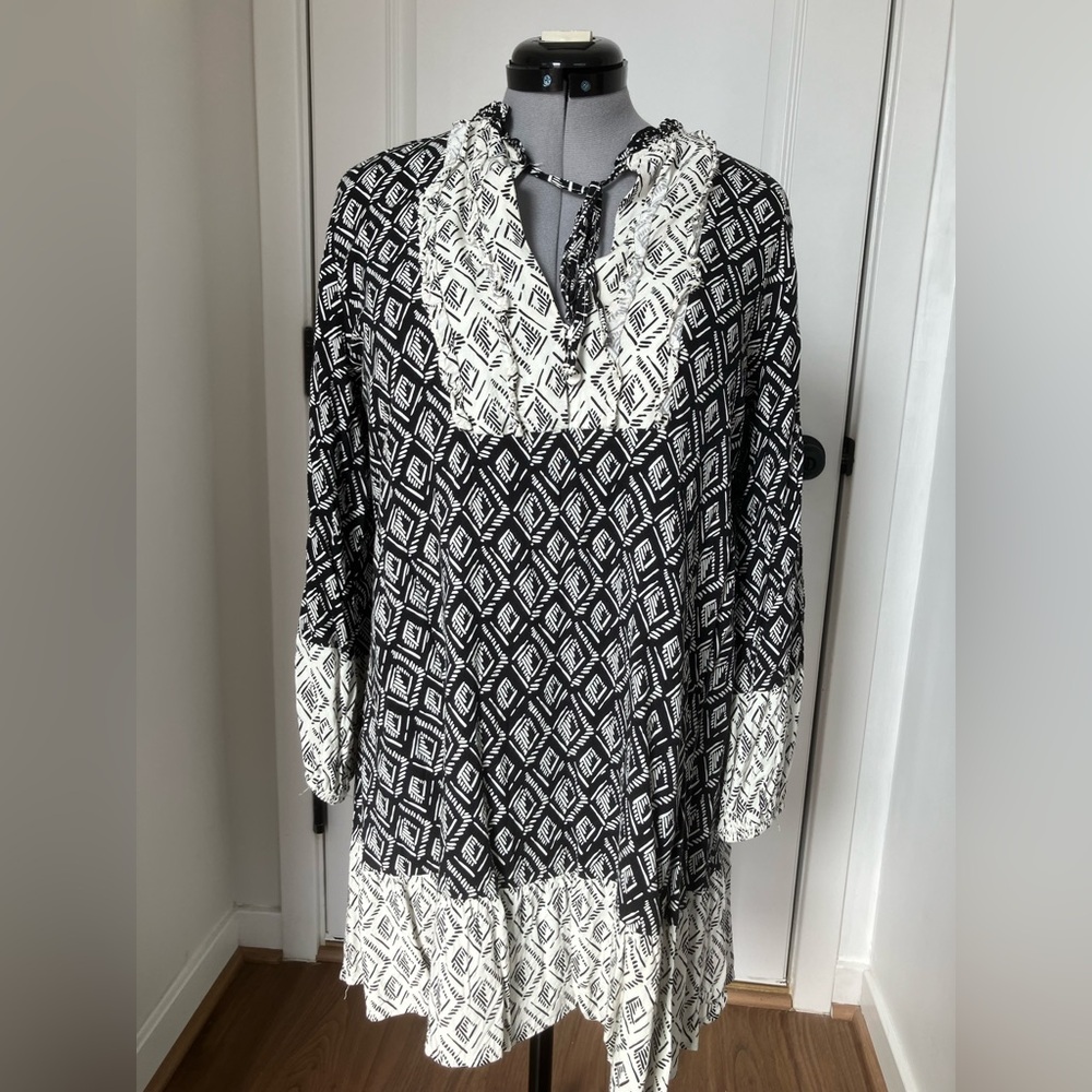 Zara Monochrome Diamond Pattern Tunic